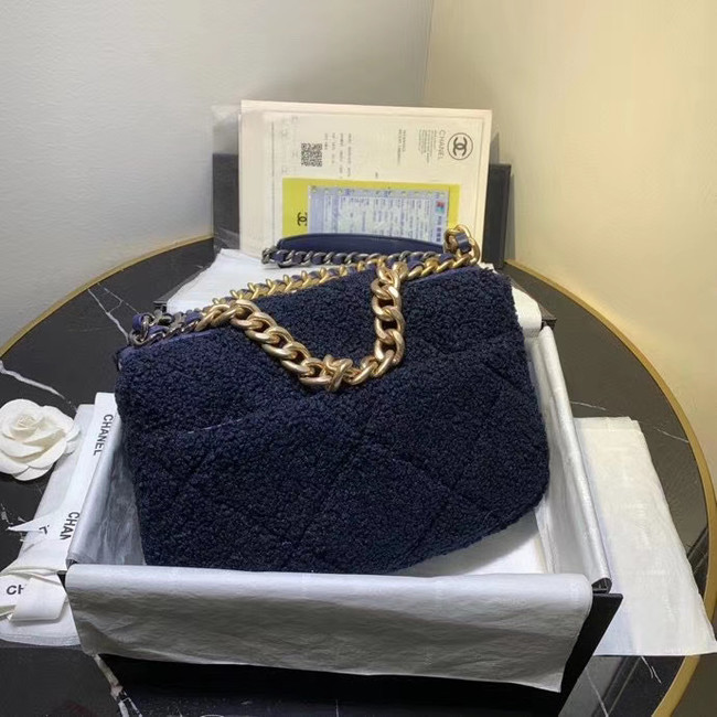 Chanel 19 wool flap bag AS1160 Royal Blue