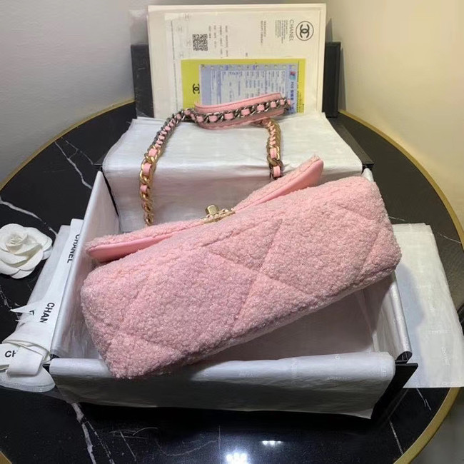 Chanel 19 wool flap bag AS1160 pink