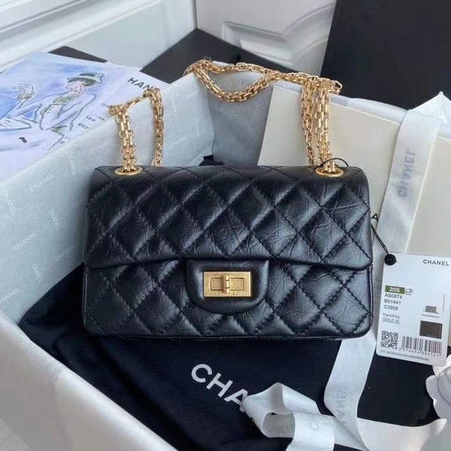 Chanel 2.55 Calfskin Flap Bag A37586 black