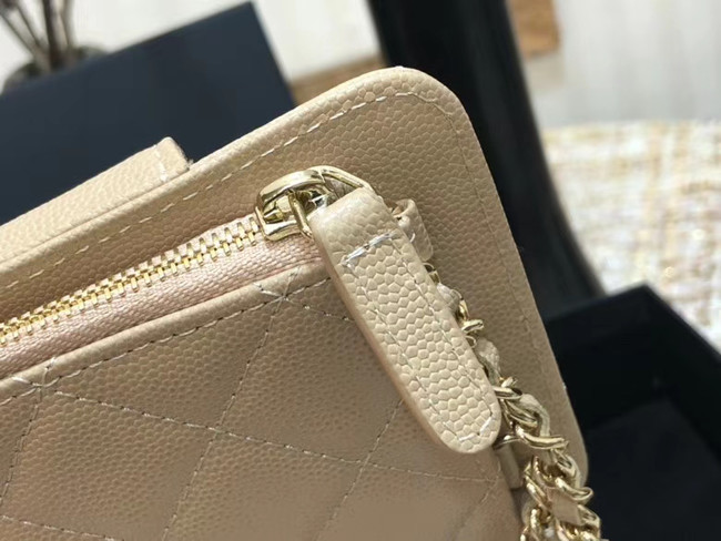 Chanel Calfskin Chain Card packet & Gold-Tone Metal AP0990 beige