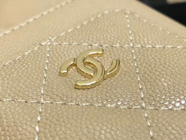 Chanel Calfskin Chain Card packet & Gold-Tone Metal AP0990 beige