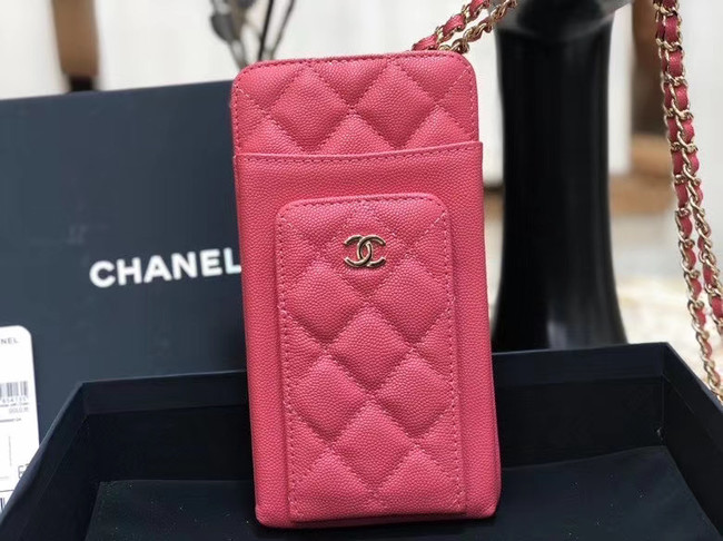 Chanel Calfskin Chain Card packet & Gold-Tone Metal AP0990 pink