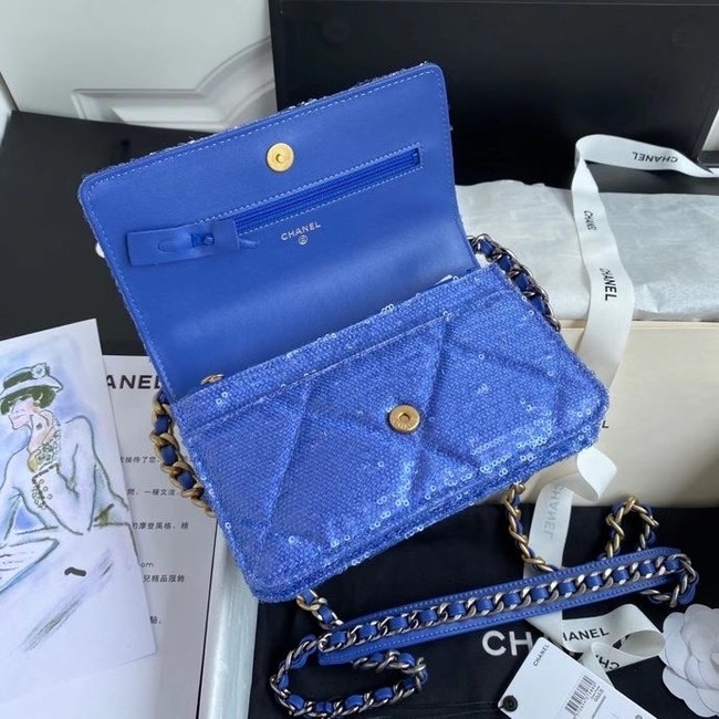 Chanel 19 Chain Wallet WOC AP0957 blue