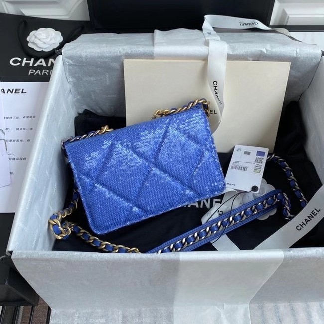 Chanel 19 Chain Wallet WOC AP0957 blue