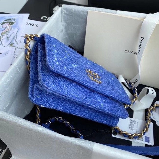 Chanel 19 Chain Wallet WOC AP0957 blue