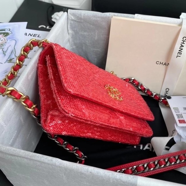 Chanel 19 Chain Wallet WOC AP0957 red