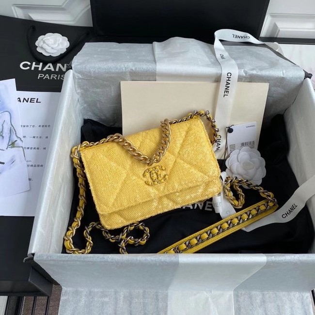 Chanel 19 Chain Wallet WOC AP0957 yellow