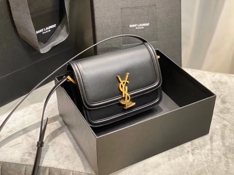 SOLFERINO SMALL SATCHEL IN BOX SAINT LAURENT LEATHER 63430 black