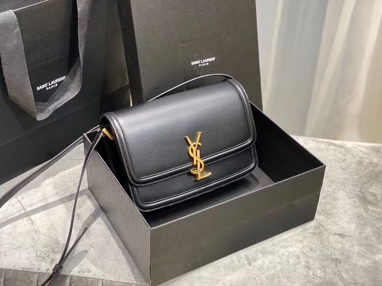 SOLFERINO MEDIUM SATCHEL IN BOX SAINT LAURENT LEATHER Y63435 black