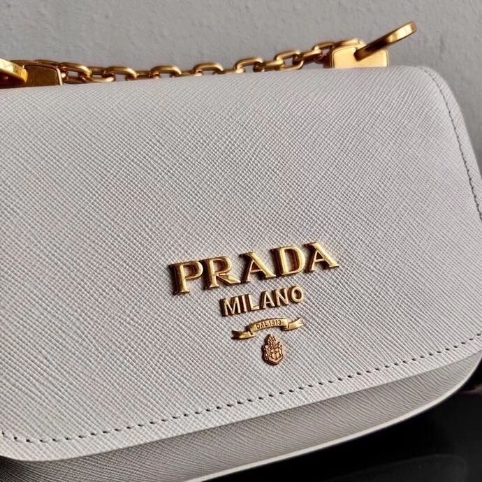 Prada Saffiano leather shoulder bag 2BD275 white