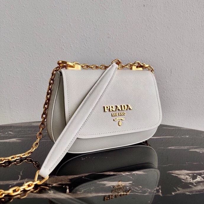 Prada Saffiano leather shoulder bag 2BD275 white