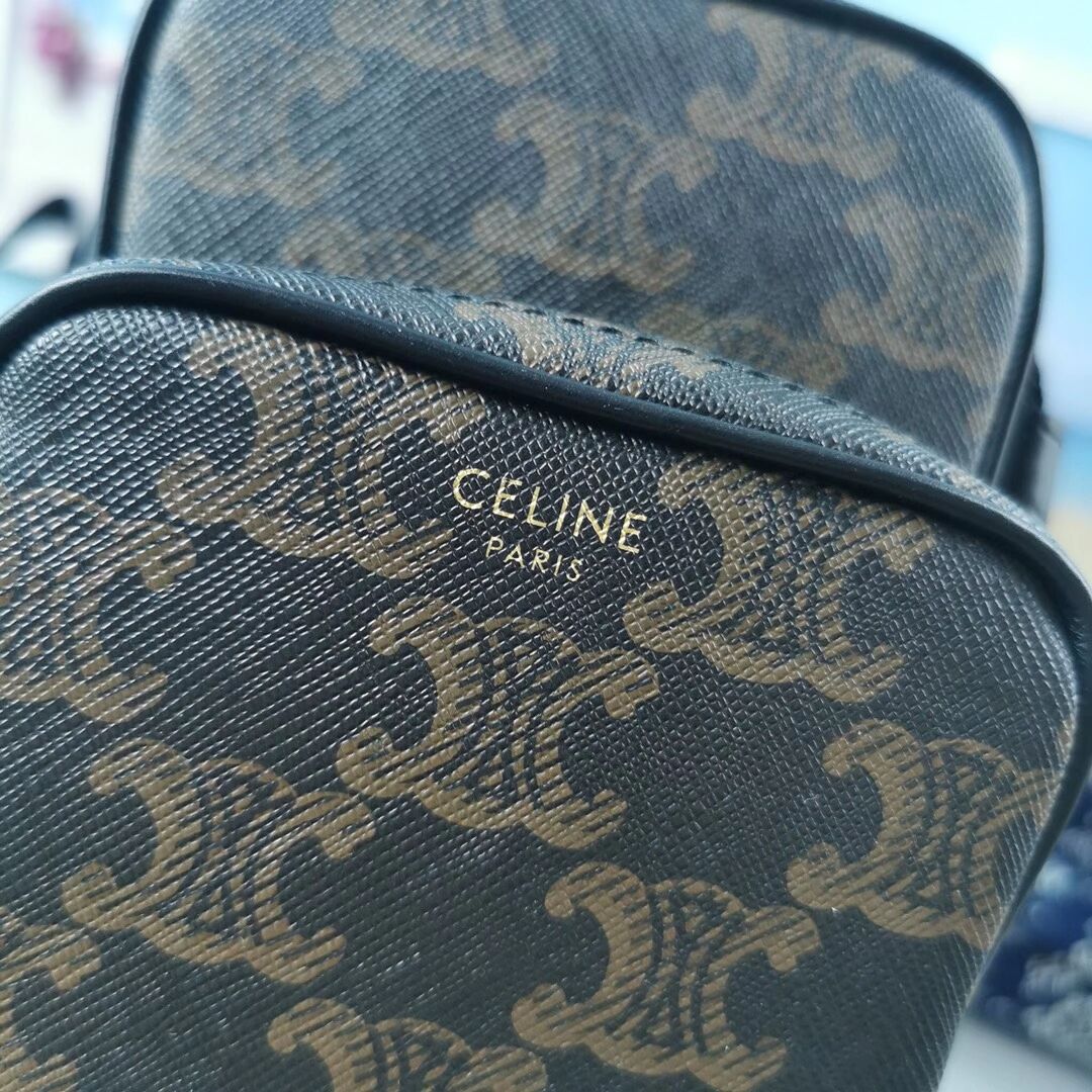 Celine SMALL CAMERA BAG IN TRIOMPHE CANVAS CL90832 black