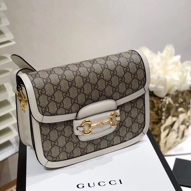 Gucci Horsebit 1955 GG Supreme Bag 602204 White