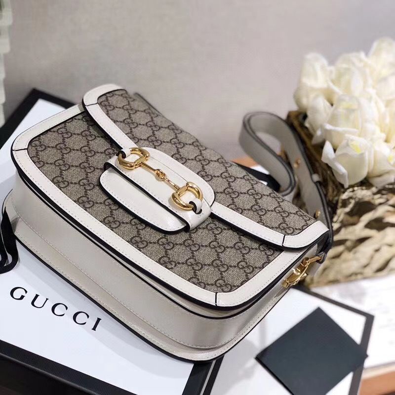 Gucci Horsebit 1955 GG Supreme Bag 602204 White