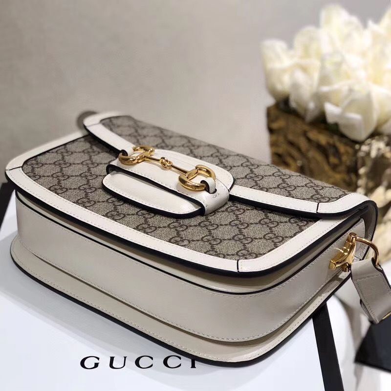 Gucci Horsebit 1955 GG Supreme Bag 602204 White