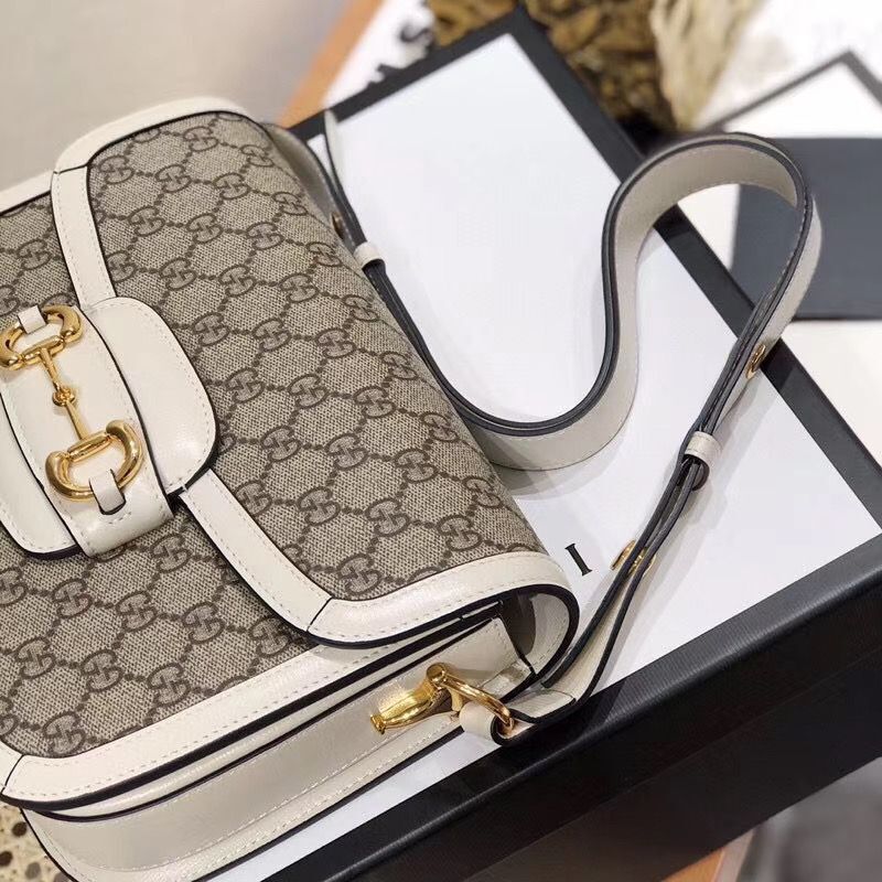 Gucci Horsebit 1955 GG Supreme Bag 602204 White