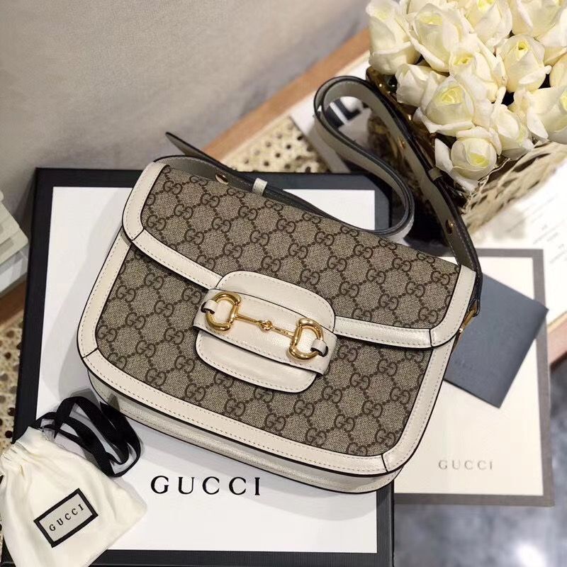 Gucci Horsebit 1955 GG Supreme Bag 602204 White