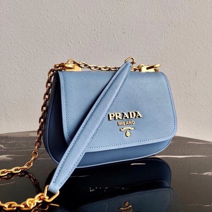 Prada Saffiano leather shoulder bag 2BD275 blue