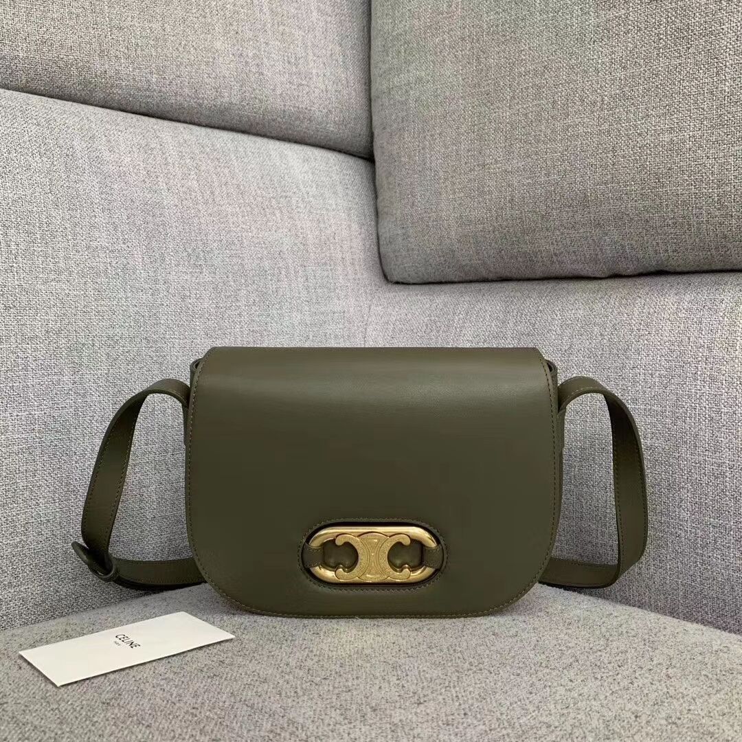 CELINE Original Leather Bag CL93123 brown blackish green