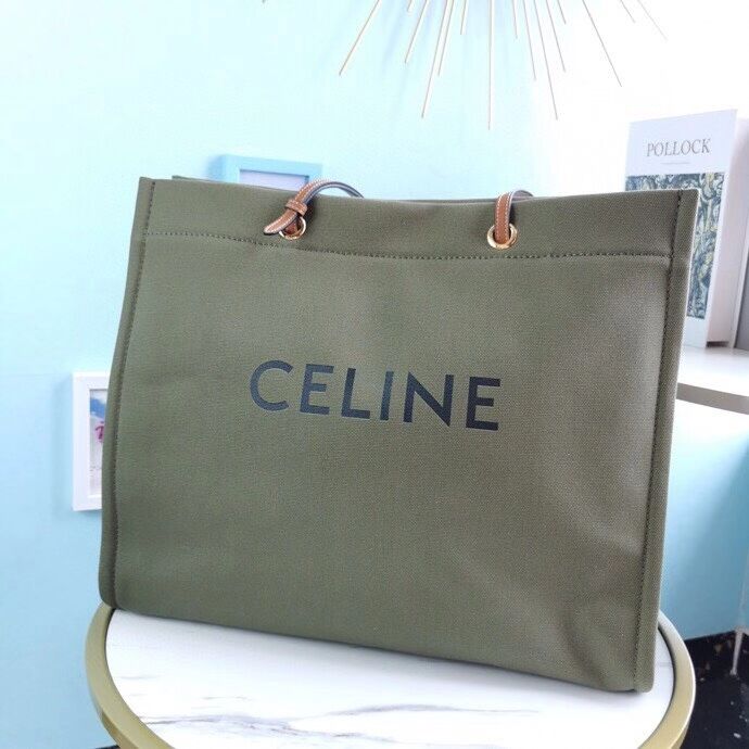 Celine Original Leather shopping Bag CL92172 blackish green