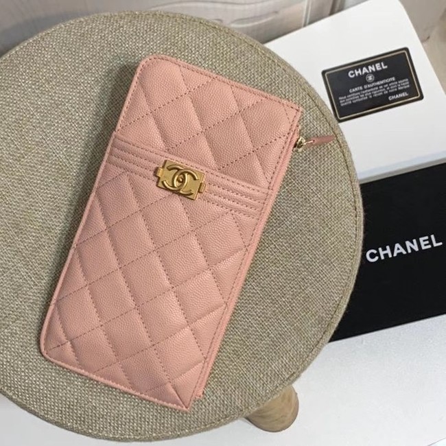 BOY CHANEL Calfskin Leather Card packet AP1482 pink