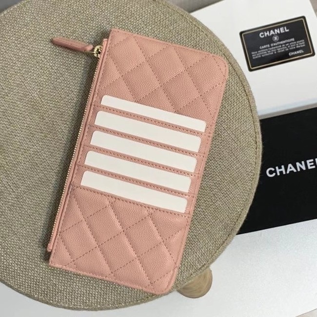 BOY CHANEL Calfskin Leather Card packet AP1482 pink