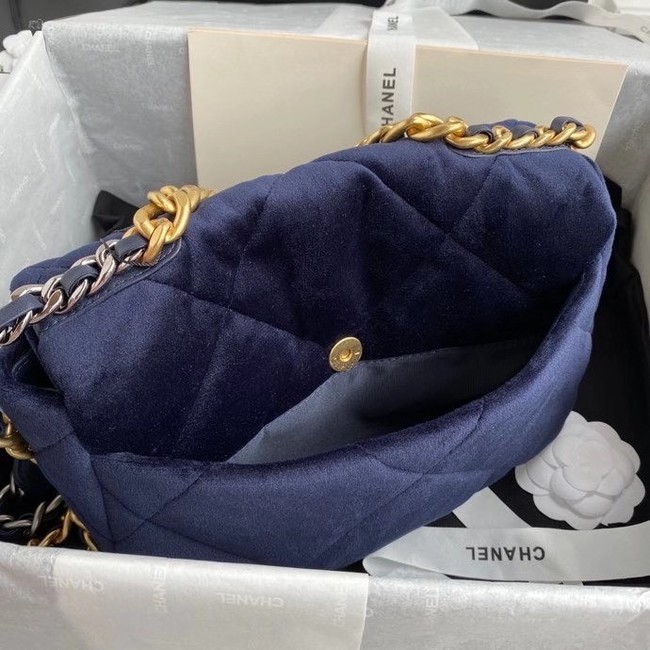 Chanel 19 flap bag velvet AS1160 Royal Blue