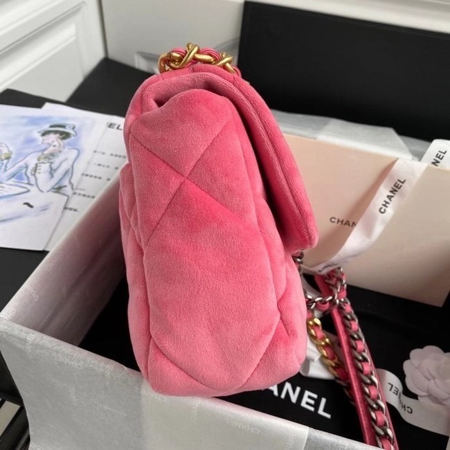 Chanel 19 flap bag velvet AS1160 pink