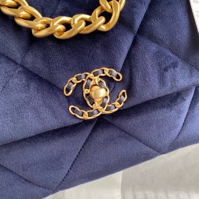 Chanel 19 flap bag velvet AS1161 Royal Blue