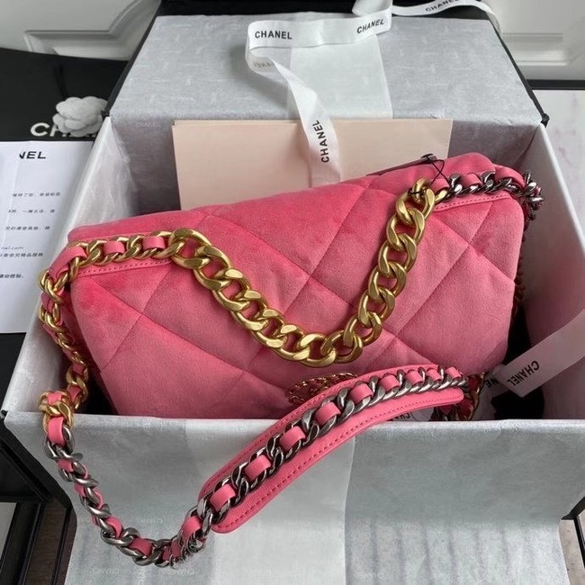 Chanel 19 flap bag velvet AS1161 pink