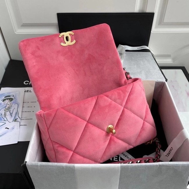 Chanel 19 flap bag velvet AS1161 pink