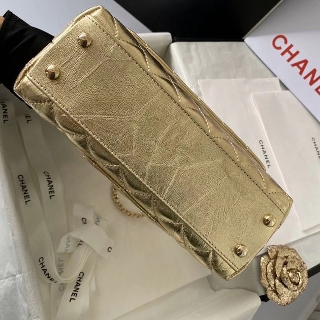 Chanel Small Flap Bag with Top Handle 92990 GOLD