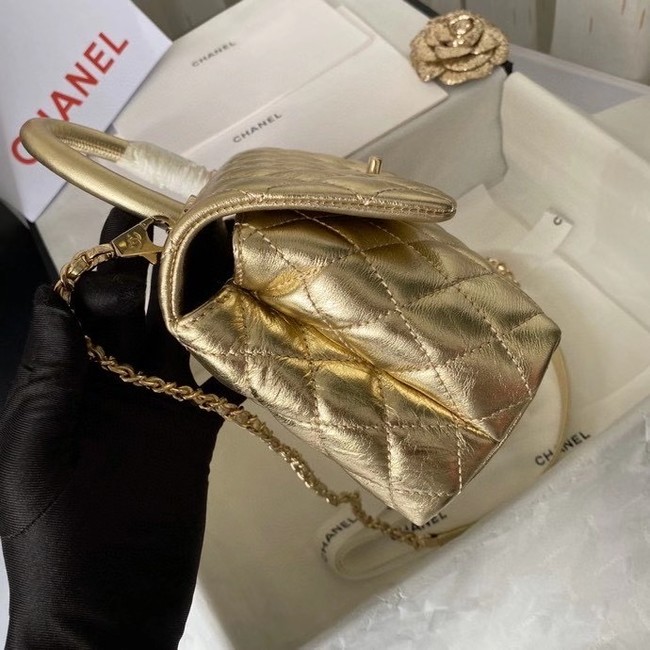 Chanel Small Flap Bag with Top Handle 92990 GOLD