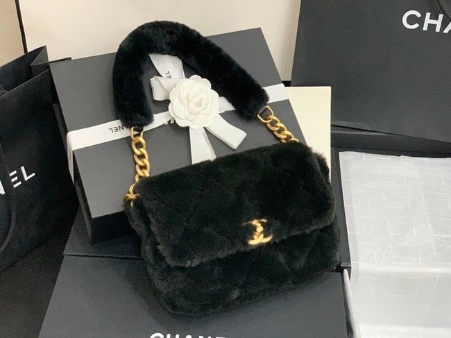 Chanel flap bag Shearling Lambskin & Gold-Tone Metal AS2240 black