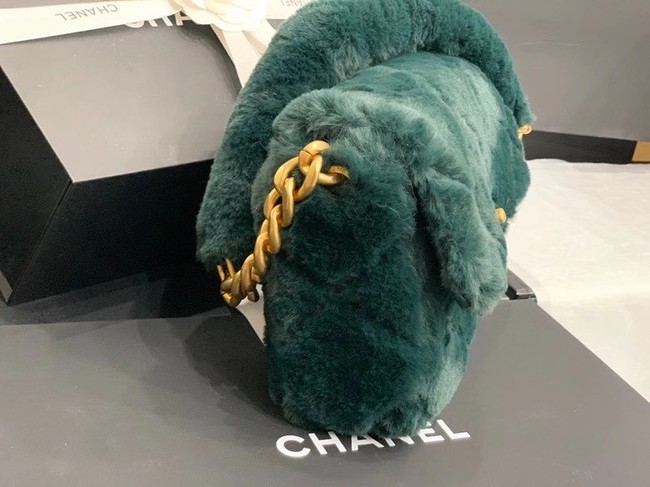 Chanel flap bag Shearling Lambskin & Gold-Tone Metal AS2240 green