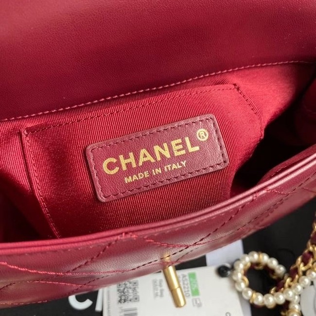 Chanel small flap bag Lambskin & Gold-Tone Metal AS2210 Burgundy