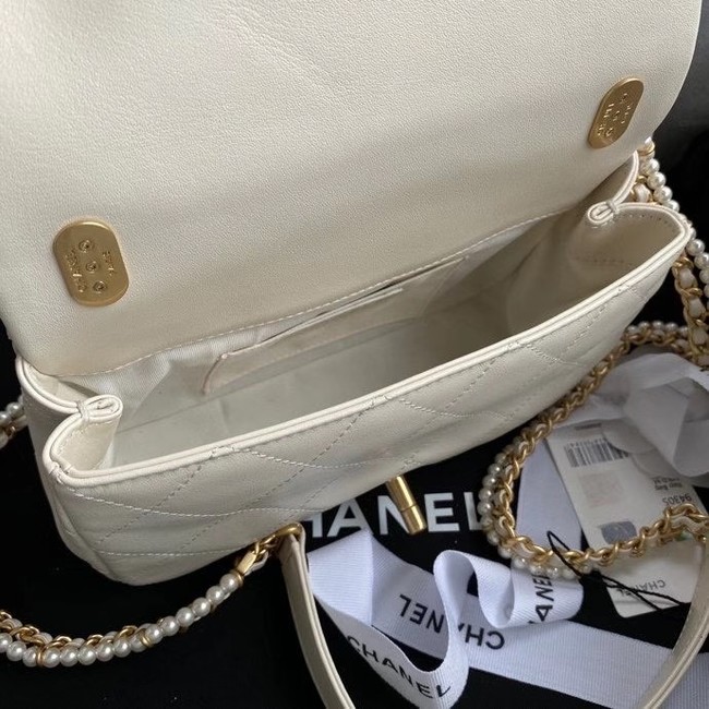 Chanel small flap bag Lambskin & Gold-Tone Metal AS2210 white