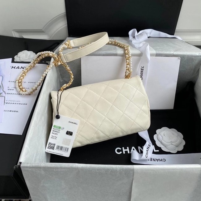 Chanel small flap bag Lambskin & Gold-Tone Metal AS2210 white