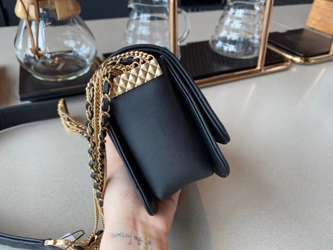 Chanel small flap bag Lambskin & Gold-Tone Metal AS2051 black