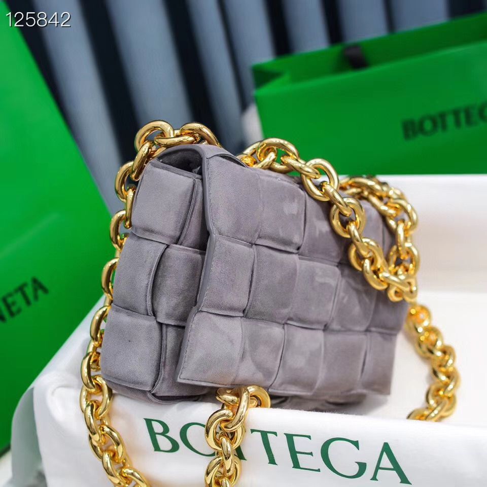 Bottega Veneta PADDED CASSETTE Velvet BAG 591971 Gray