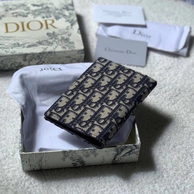 30 MONTAIGNE PASSPORT HOLDER Blue Dior Oblique Jacquard S2095