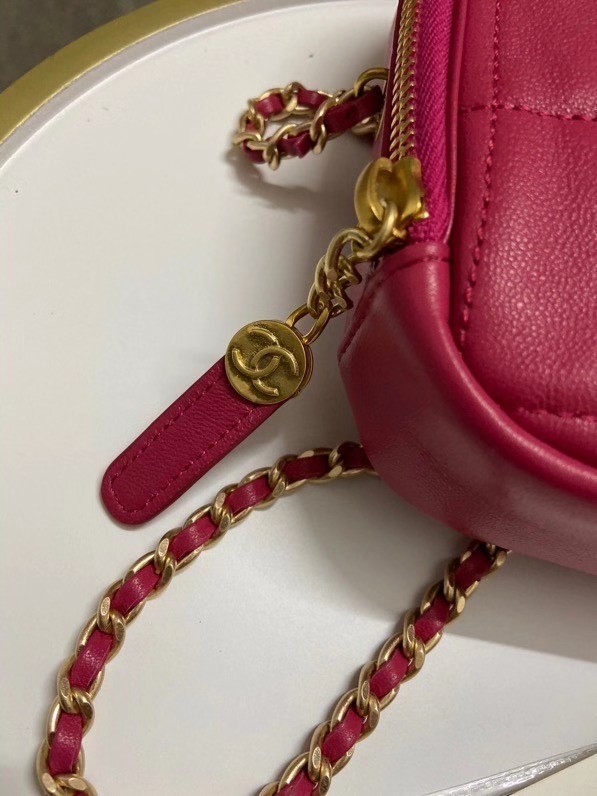 Chanel small diamond bag Grained Calfskin & Gold-Tone Metal AS2201 Pink