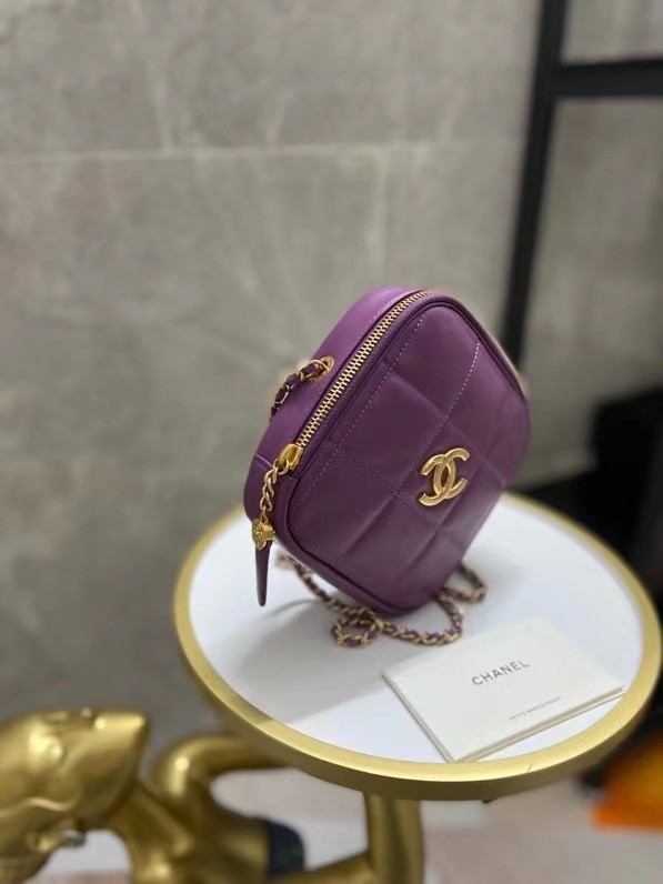 Chanel small diamond bag Grained Calfskin & Gold-Tone Metal AS2201 purple