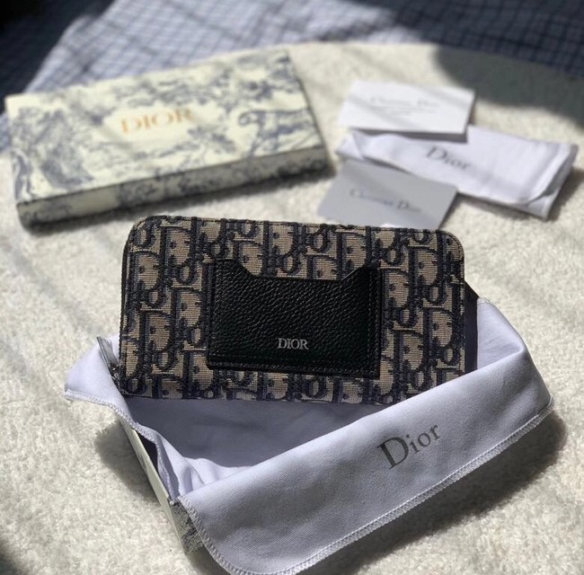 Dior 30 MONTAIGNE Blue Dior Oblique Jacquard ZIPPY wallet S5539