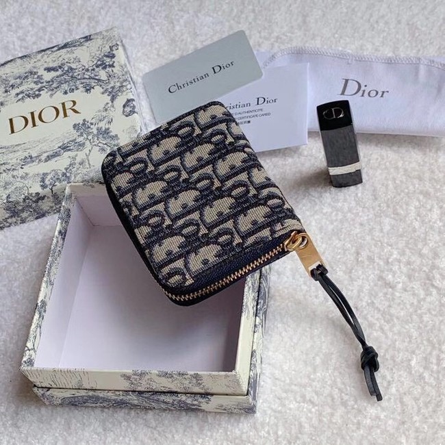 Dior 30 MONTAIGNE CARD HOLDER Blue Dior Oblique Jacquard S5538