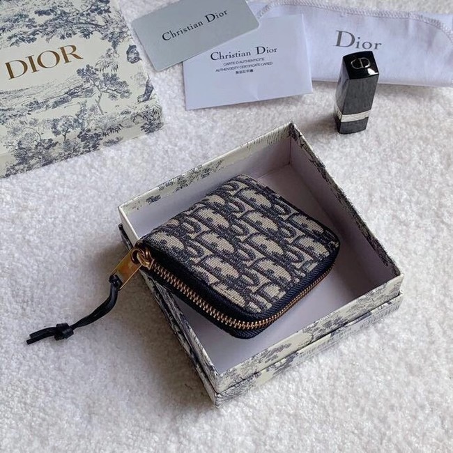 Dior 30 MONTAIGNE CARD HOLDER Blue Dior Oblique Jacquard S5538