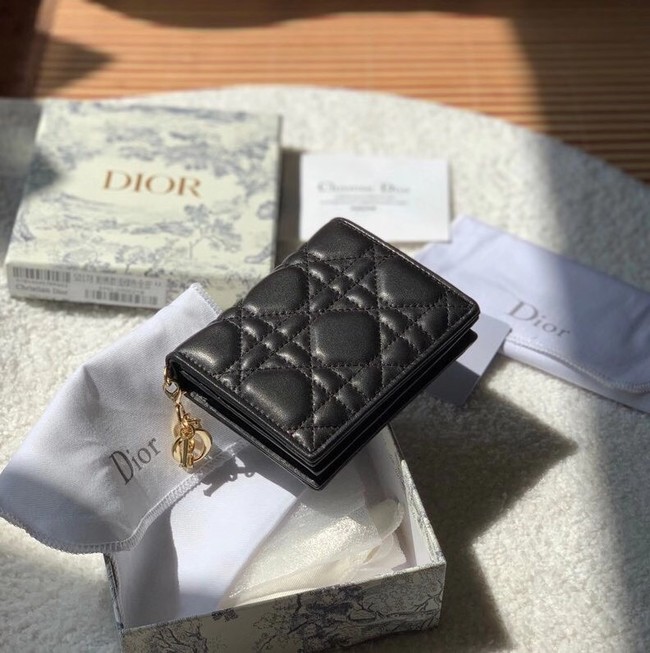 MINI LADY DIOR WALLET Cannage Lambskin S0178 black