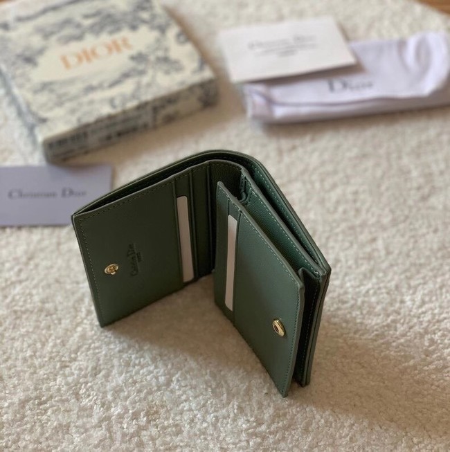 MINI LADY DIOR WALLET Cannage Lambskin S0178 green