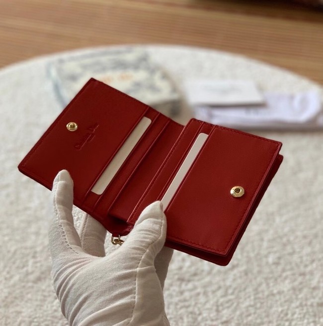 MINI LADY DIOR WALLET Cannage Lambskin S0178 red