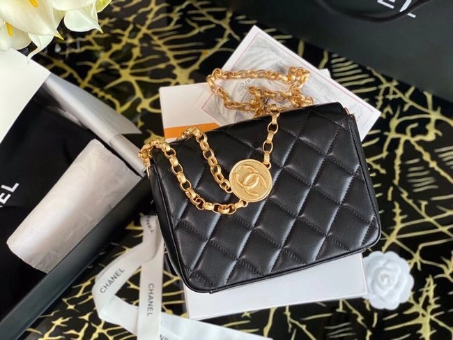 Chanel small flap bag Lambskin & Gold-Tone Metal AS2189 black